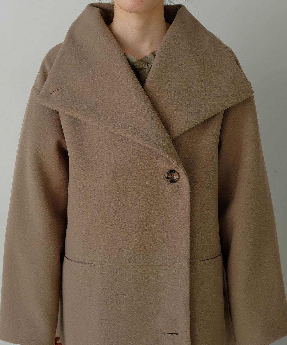 SHAWL COLLAR STAND NECK LONG COAT