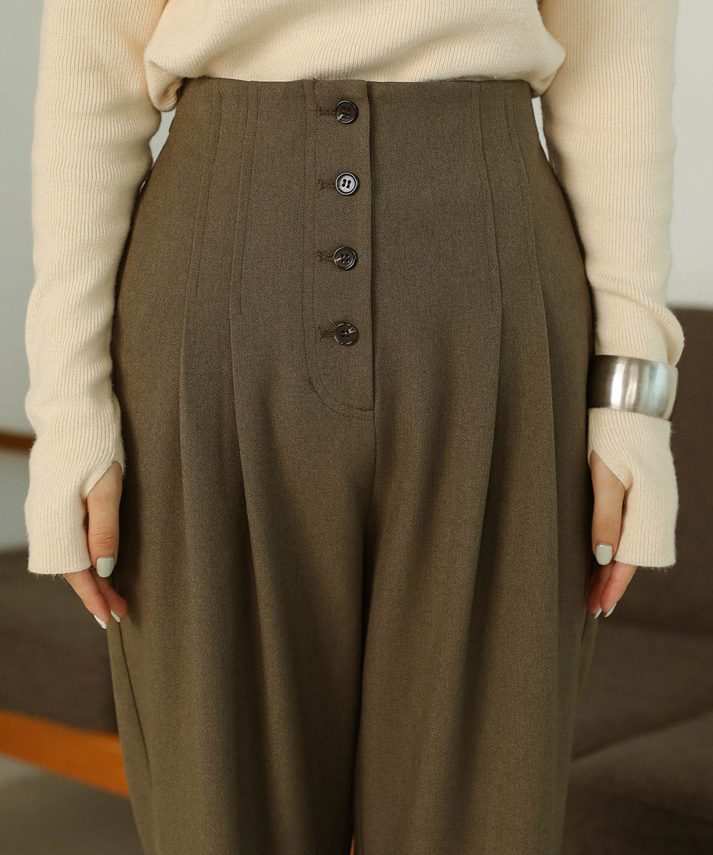 BUTTON FLY HIGH WEST PANTS