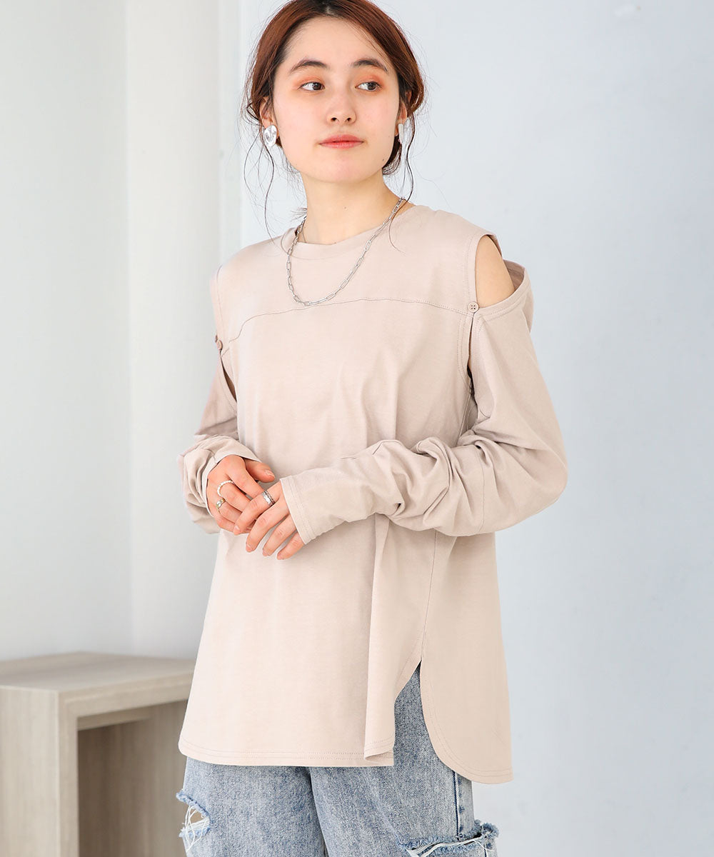 2WAY SLEEVE SLIT TOPS