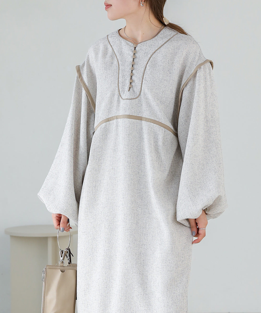 COLOR SCHEME PIPING TWEED ONEPIECE