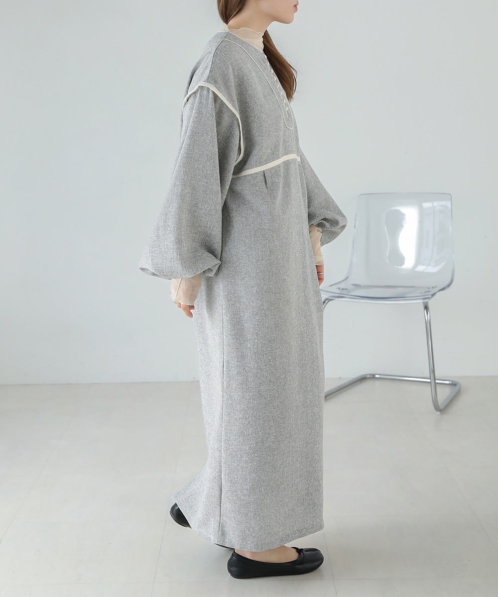 COLOR SCHEME PIPING TWEED ONEPIECE
