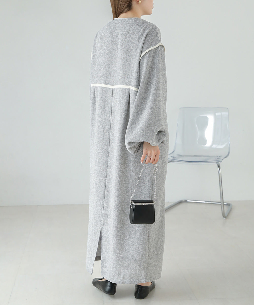 COLOR SCHEME PIPING TWEED ONEPIECE