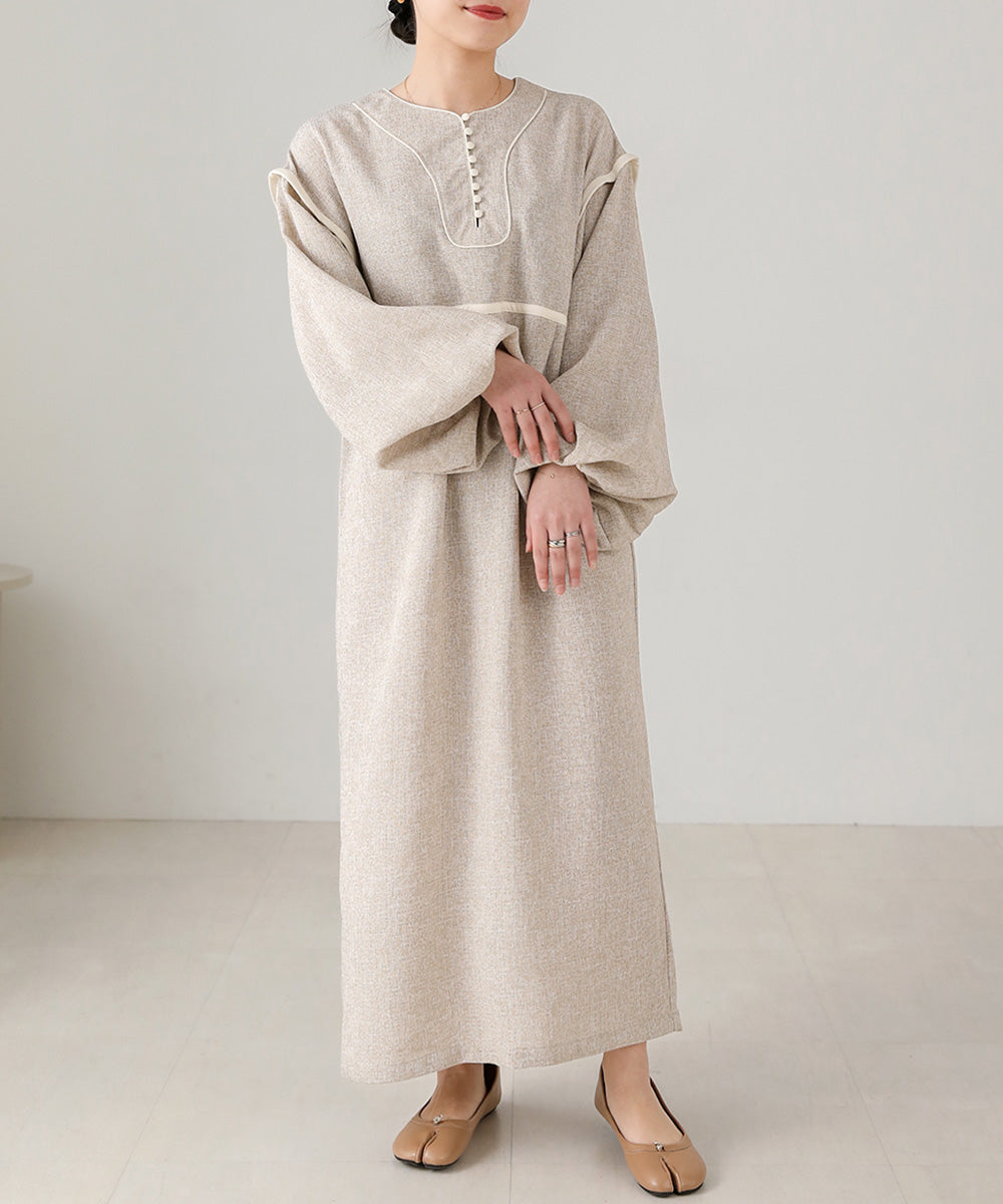 COLOR SCHEME PIPING TWEED ONEPIECE