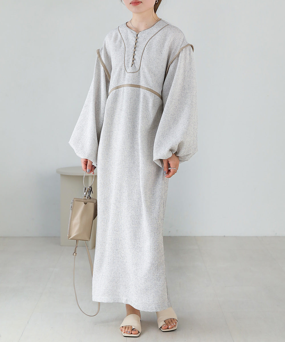 COLOR SCHEME PIPING TWEED ONEPIECE