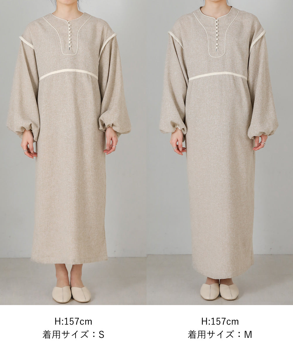 COLOR SCHEME PIPING TWEED ONEPIECE