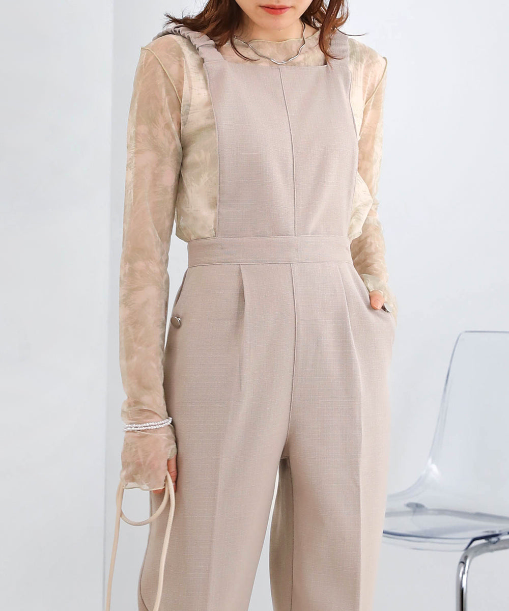 2WAY SHOULDER SHIRRING SALOPETTE