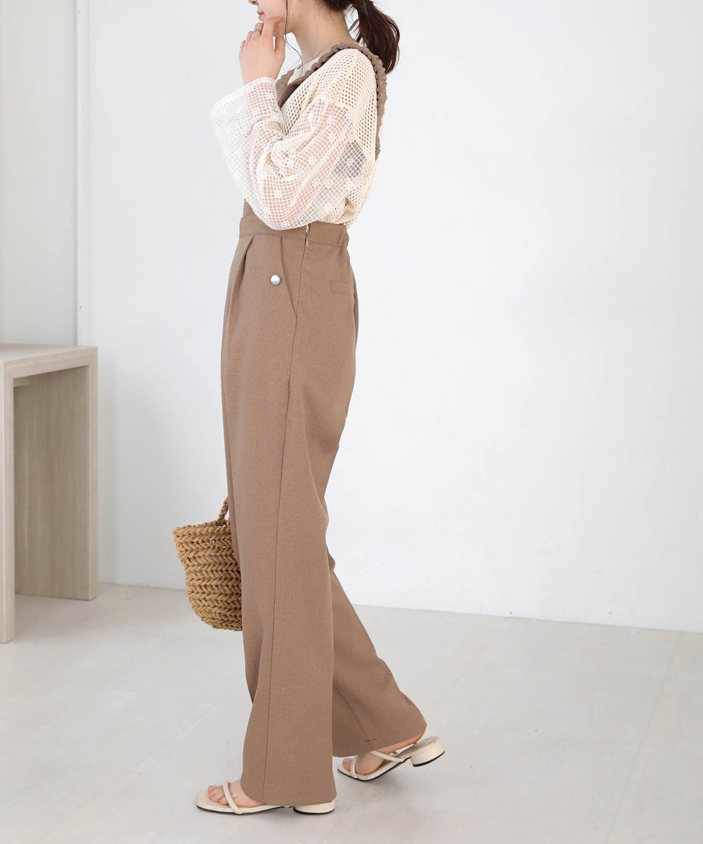 2WAY SHOULDER SHIRRING SALOPETTE