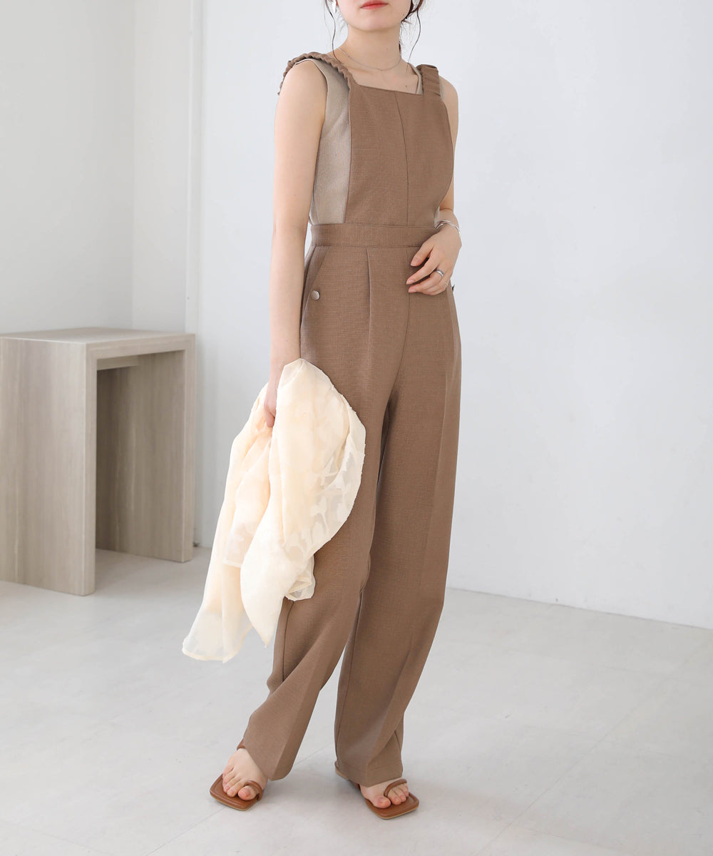 2WAY SHOULDER SHIRRING SALOPETTE