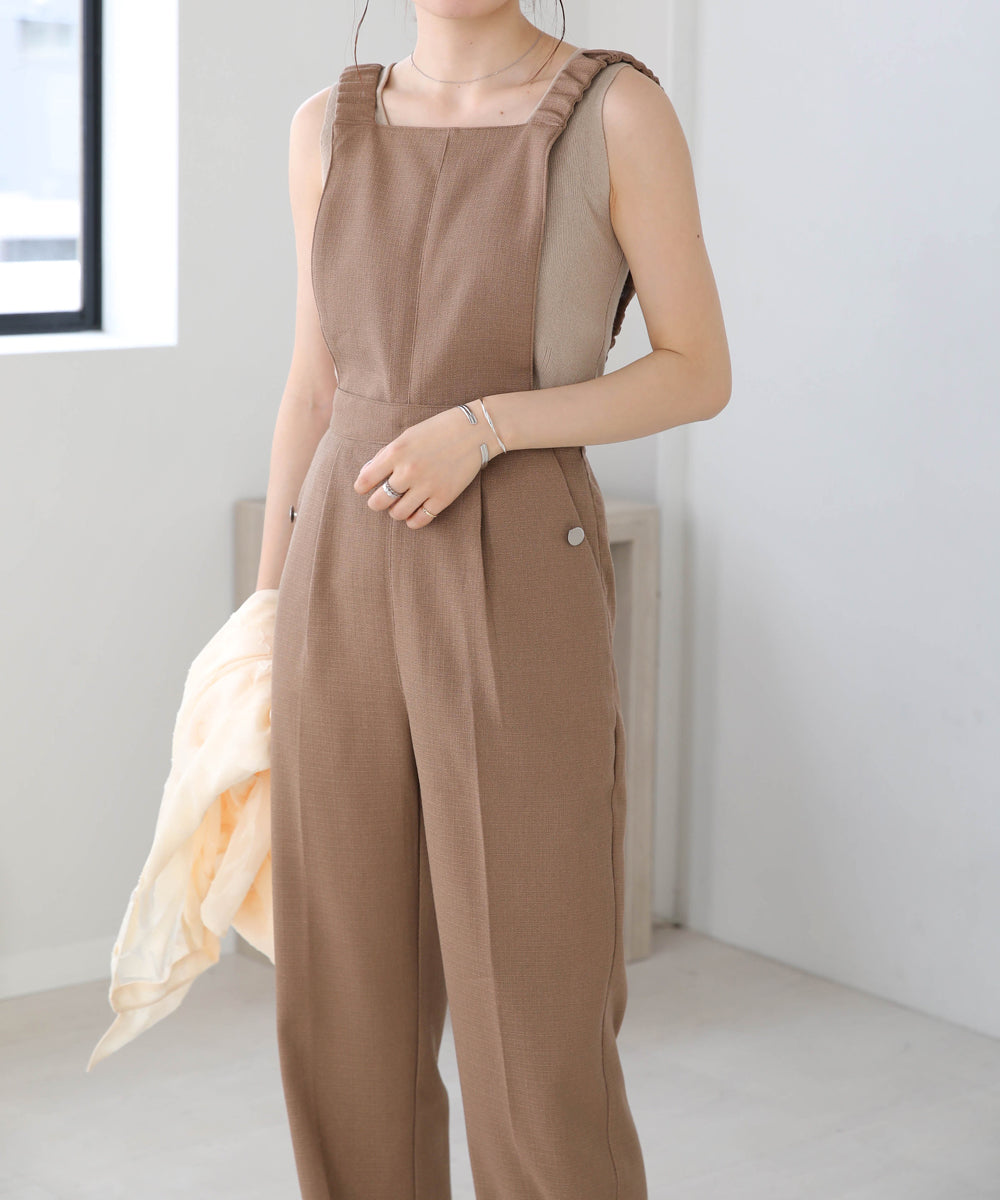 2WAY SHOULDER SHIRRING SALOPETTE