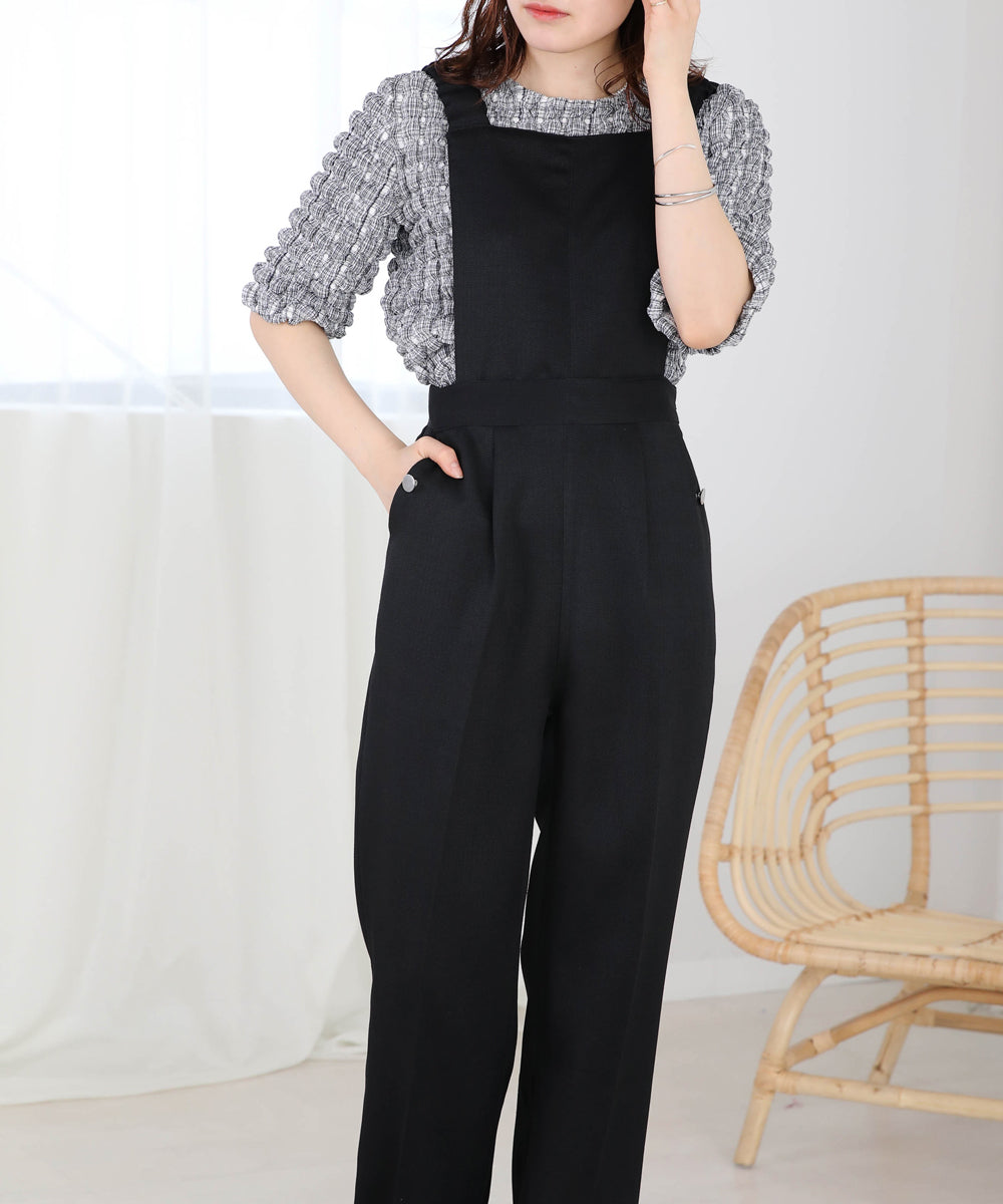 2WAY SHOULDER SHIRRING SALOPETTE