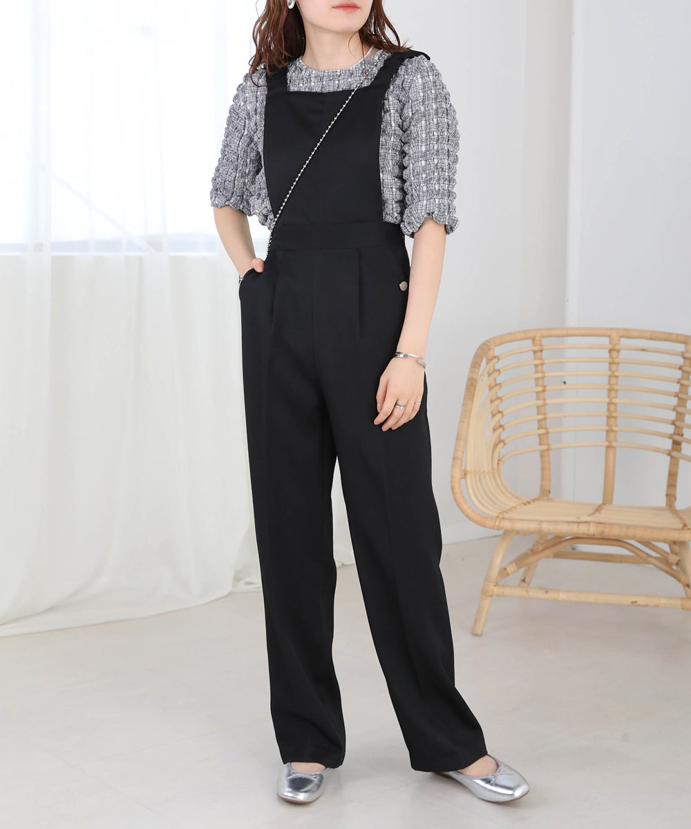 2WAY SHOULDER SHIRRING SALOPETTE