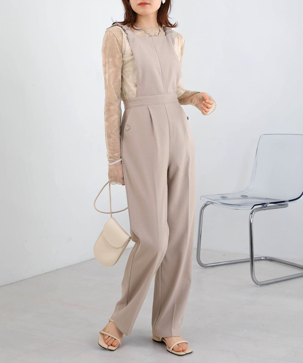 2WAY SHOULDER SHIRRING SALOPETTE