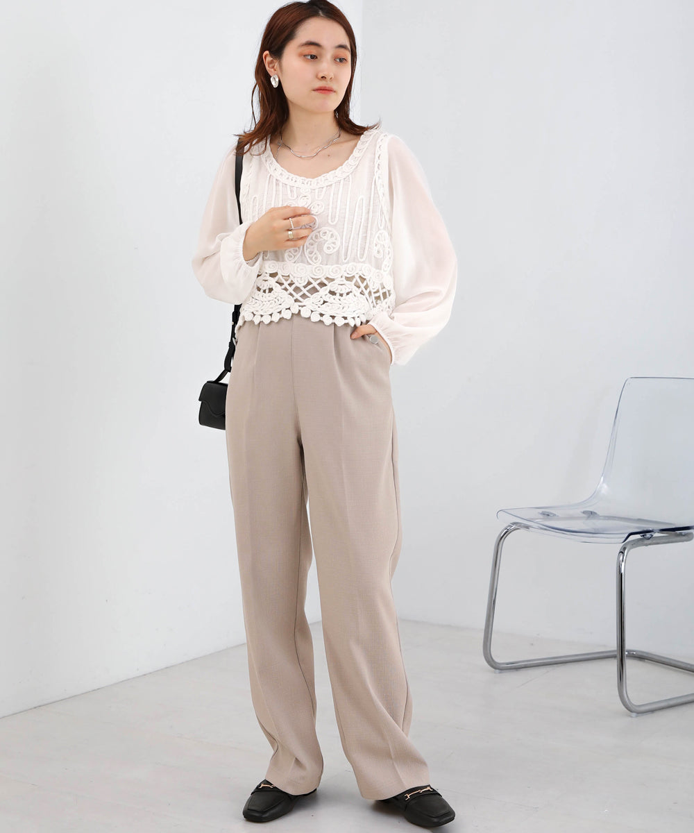 2WAY SHOULDER SHIRRING SALOPETTE