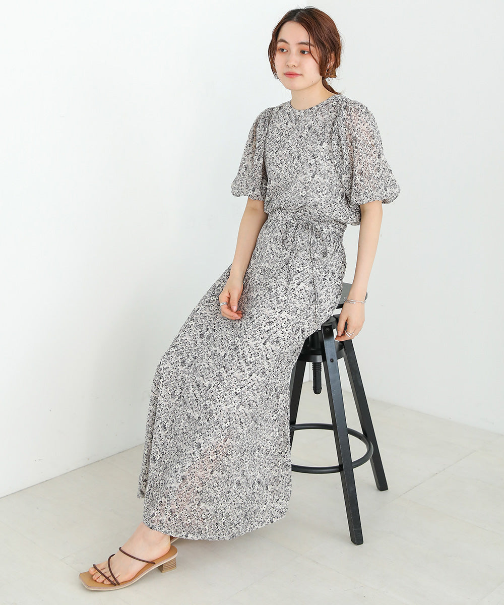 JACQUARD SMALL FLORAL FLARED SKIRT