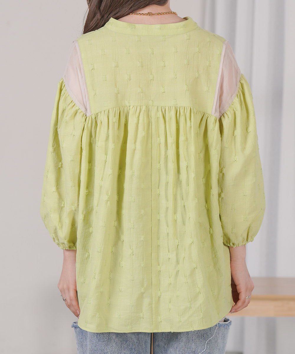 SHEER GATHERED BLOUSE
