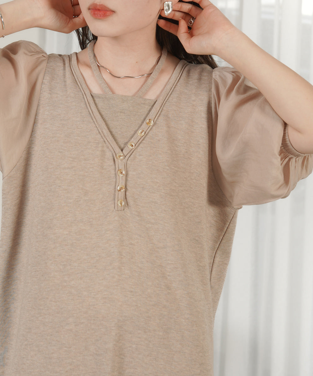 LAYERED SLEEVE PUFF ONEPIECE