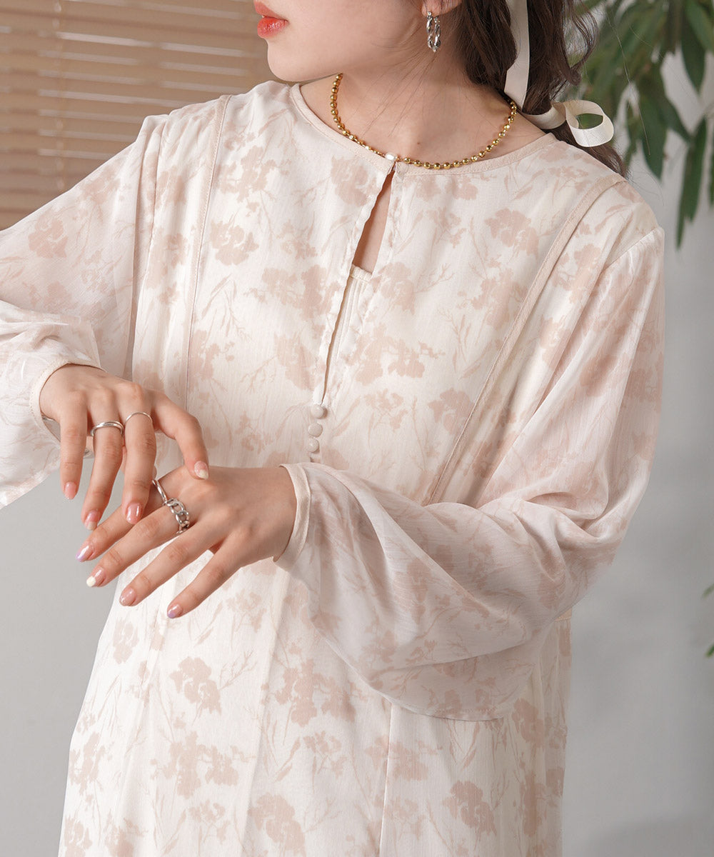 SHEER FLOWER 2WAY ONEPIECE