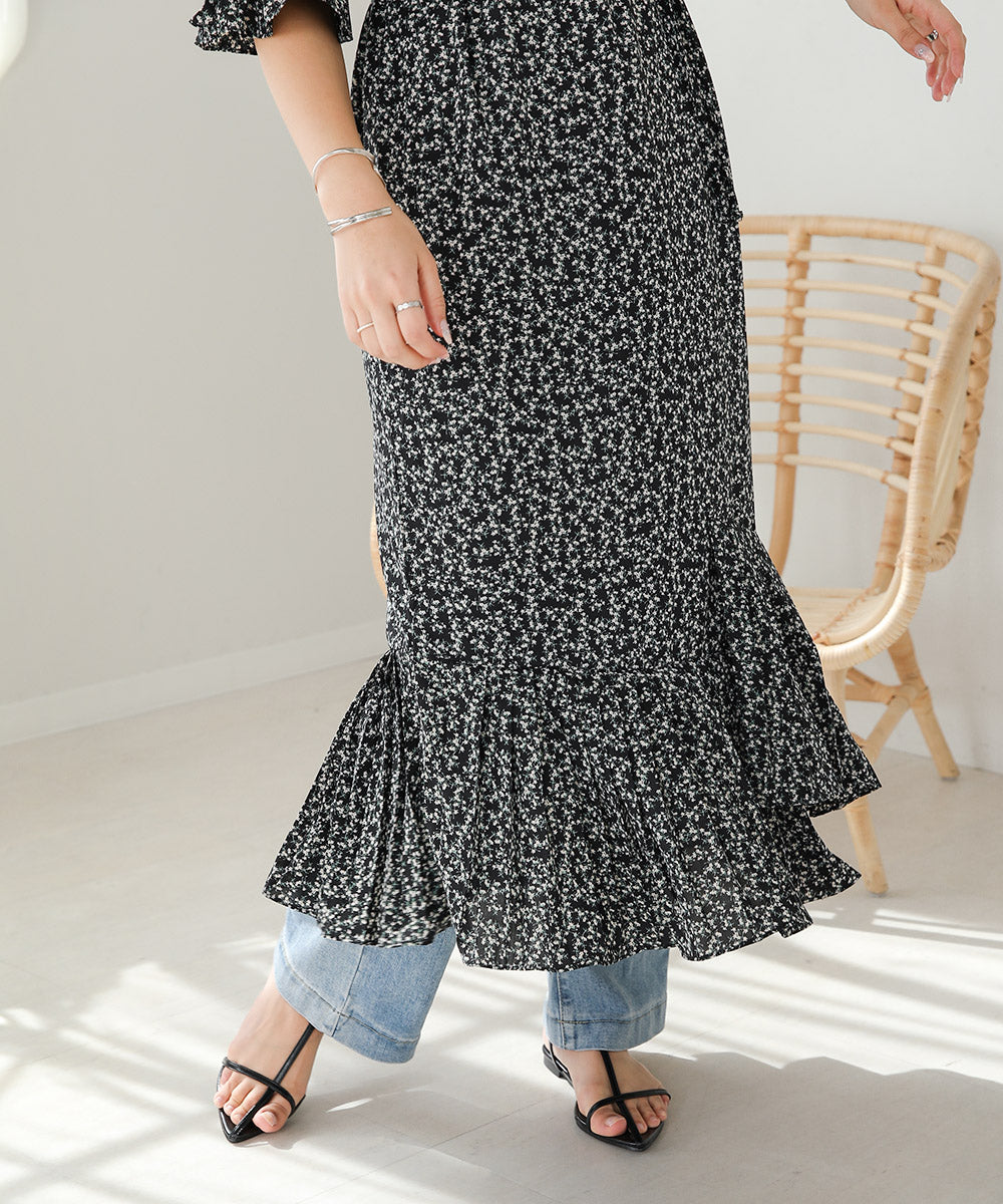 ASYMMETRIC HEM PLEATED ONEPIECE
