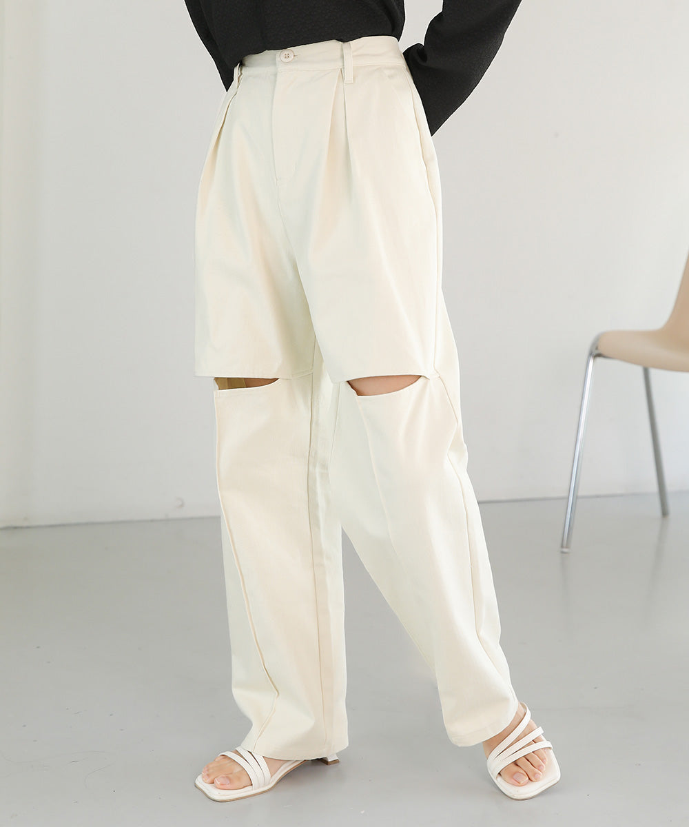 KNEE-SLIT PANTS
