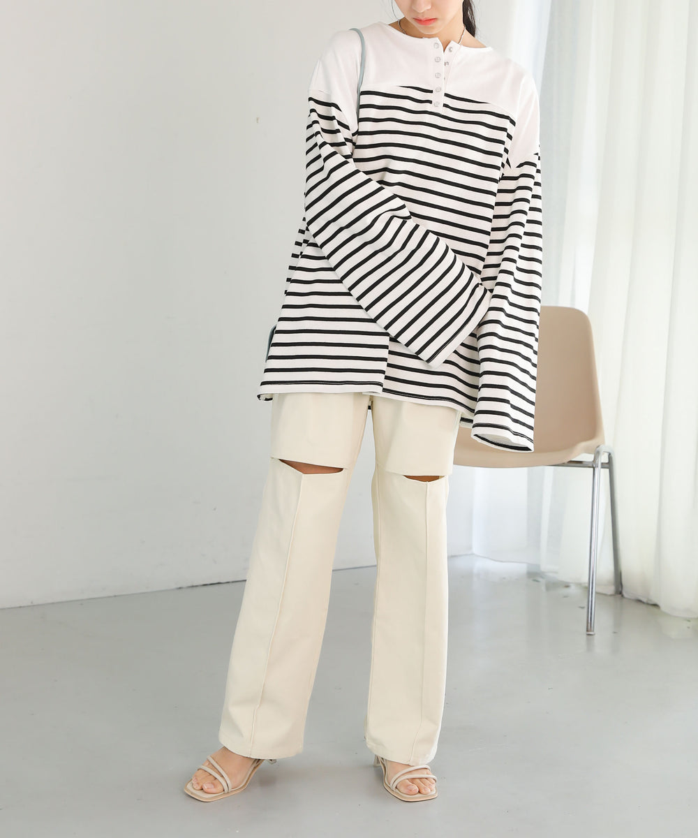 KNEE-SLIT PANTS