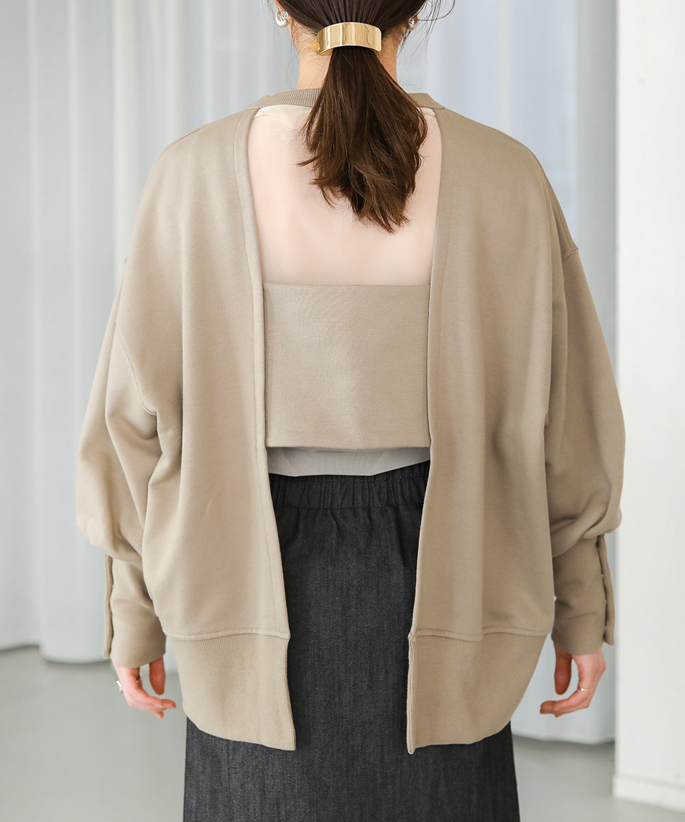 BACK OPEN SWEAT TOP