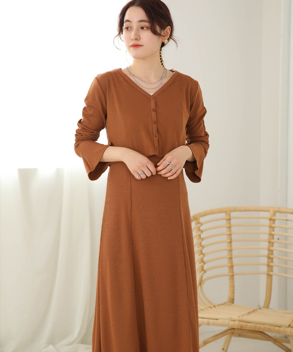 CARDIGAN SET RIB ONEPIECE
