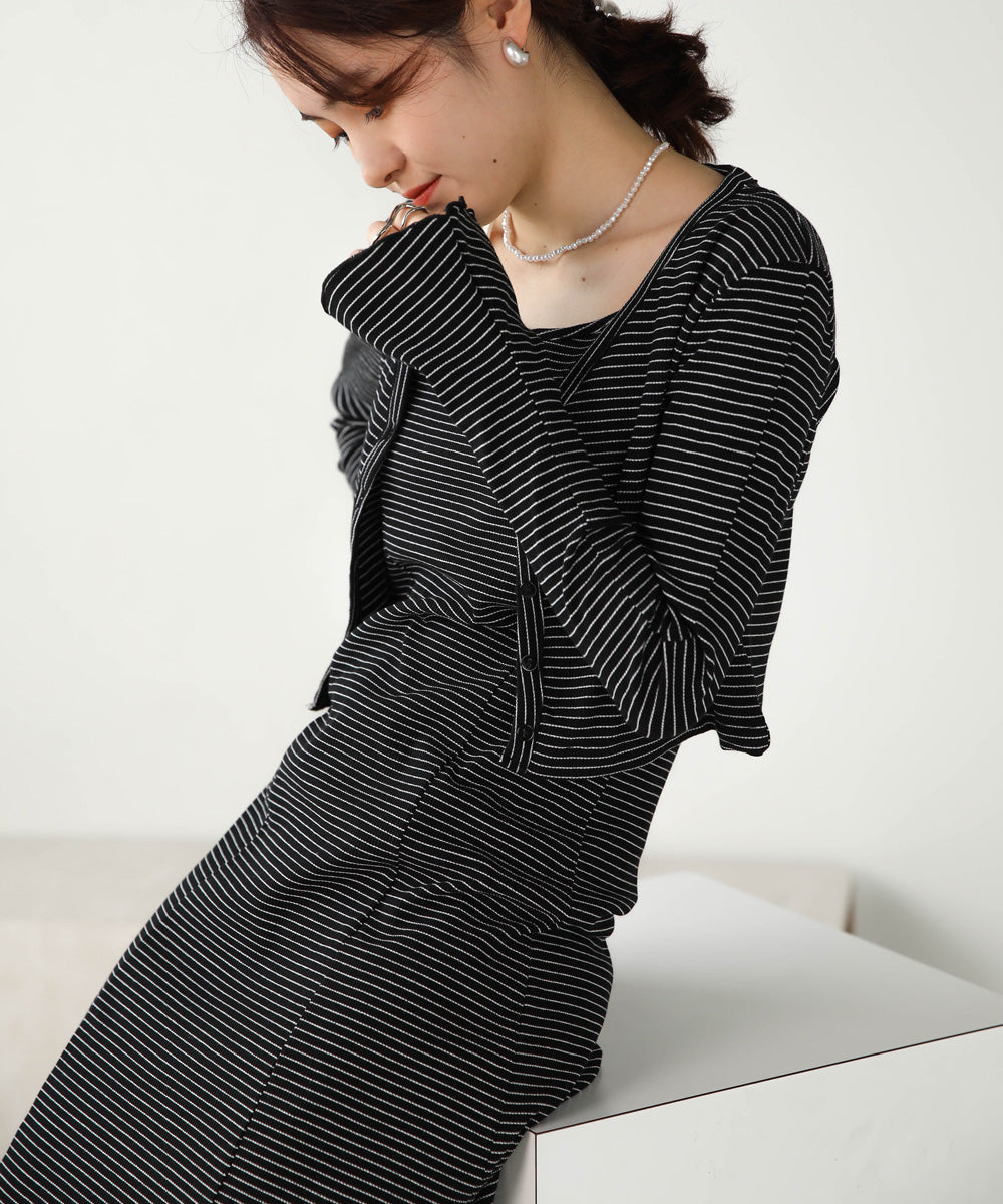 CARDIGAN SET RIB ONEPIECE