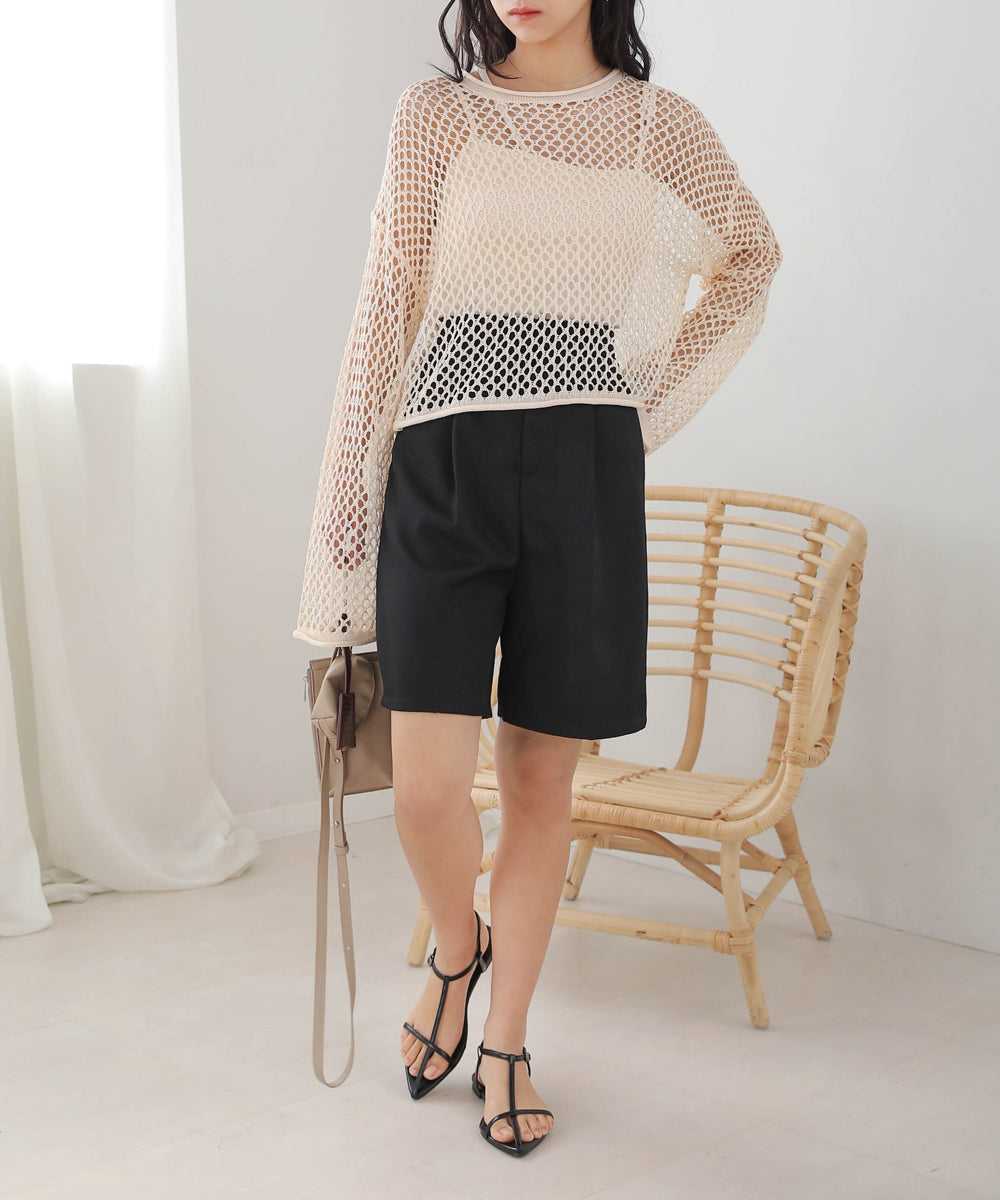 LINEN-LIKE TWEED SHORTS