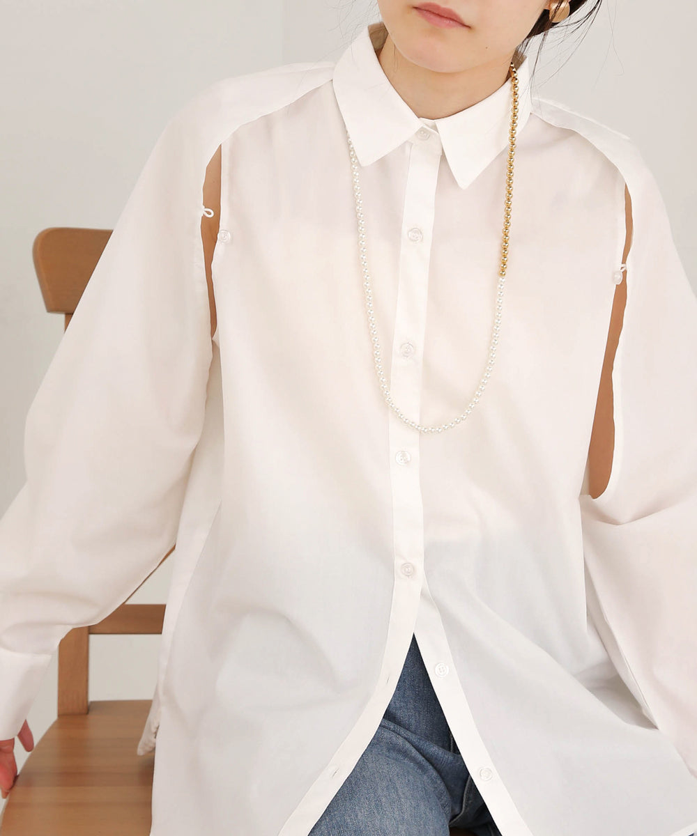 LAYERED STRIPES CAPE SHIRT