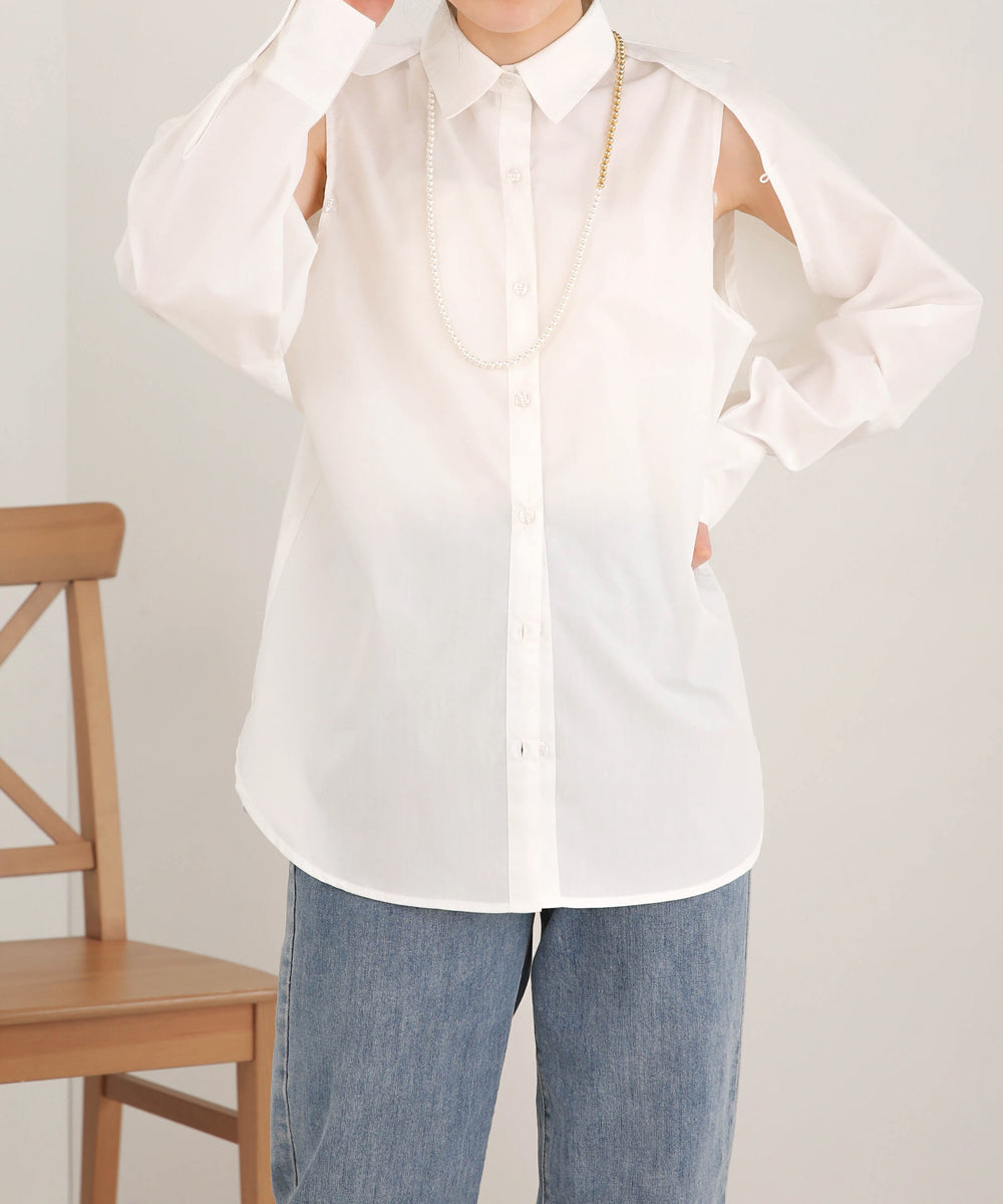 LAYERED STRIPES CAPE SHIRT