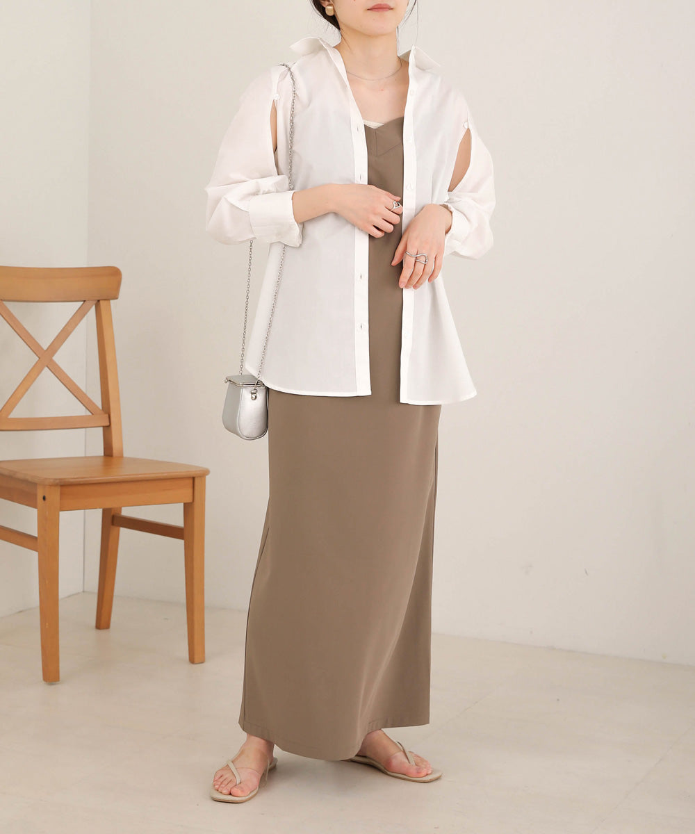 LAYERED STRIPES CAPE SHIRT