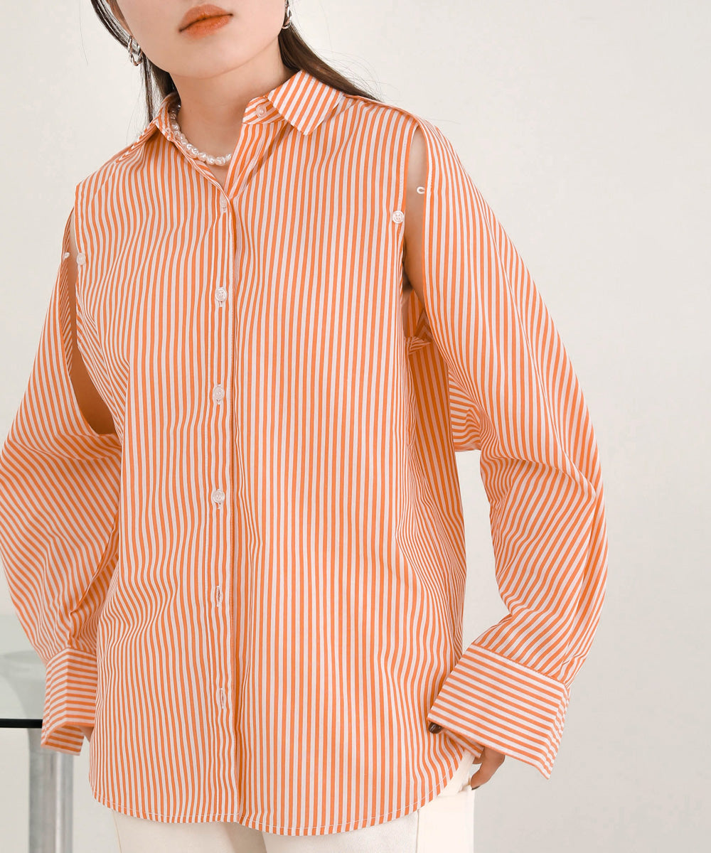 LAYERED STRIPES CAPE SHIRT