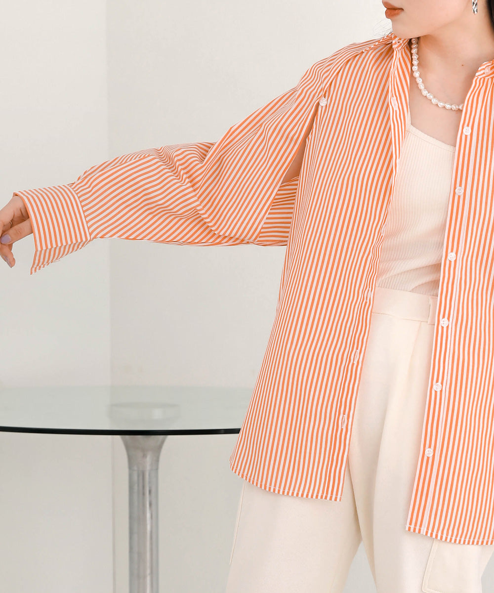 LAYERED STRIPES CAPE SHIRT