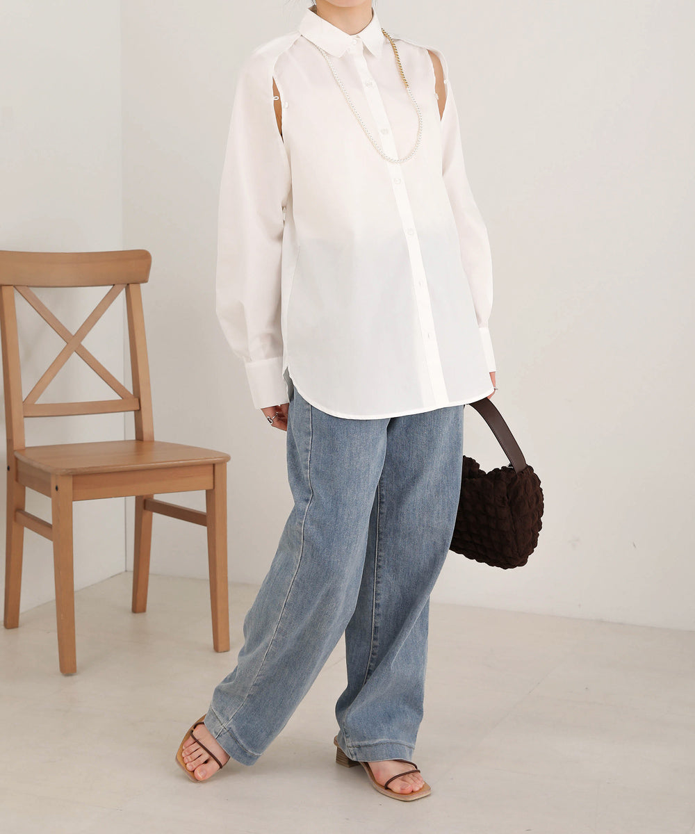 LAYERED STRIPES CAPE SHIRT