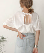 BACK OPEN GATHER BLOUSE