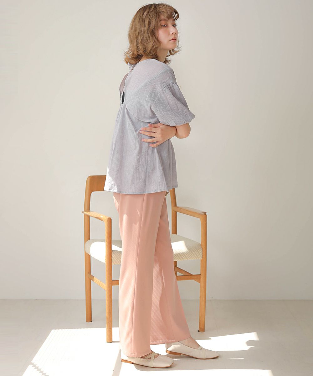 BACK OPEN GATHER BLOUSE
