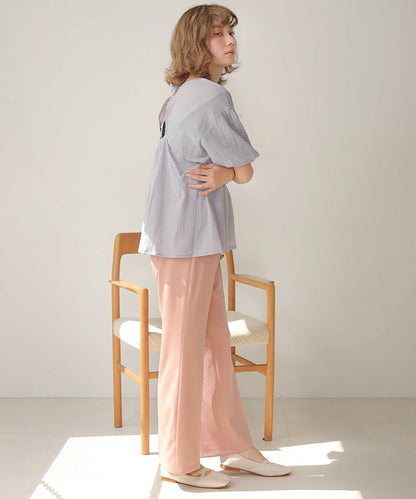BACK OPEN GATHER BLOUSE