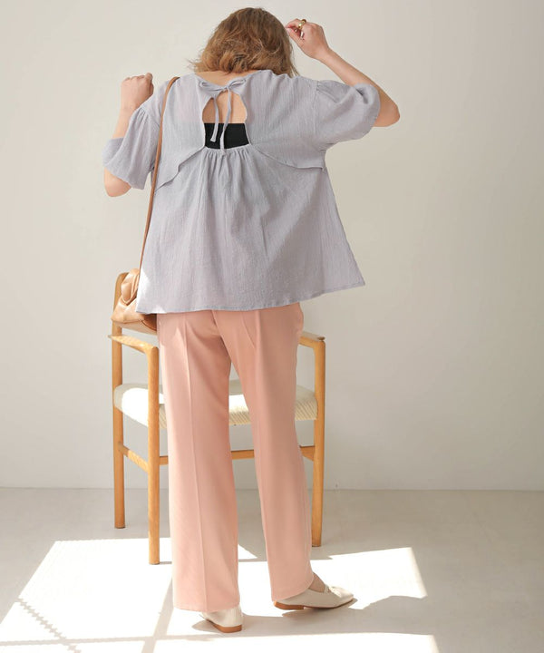 BACK OPEN GATHER BLOUSE