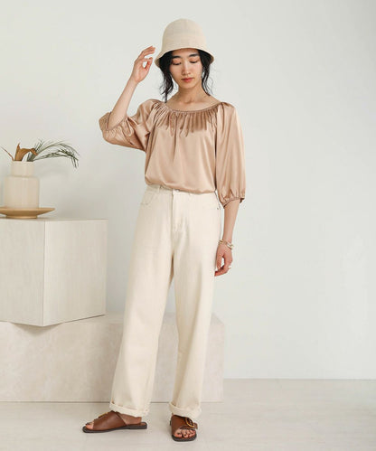 SATIN GATHERED BLOUSE