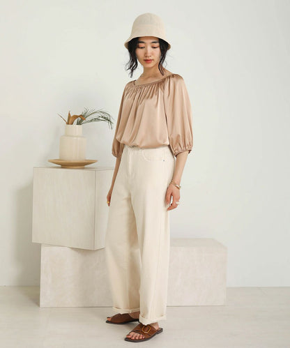 SATIN GATHERED BLOUSE