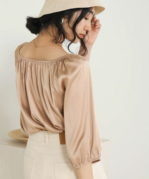 SATIN GATHERED BLOUSE