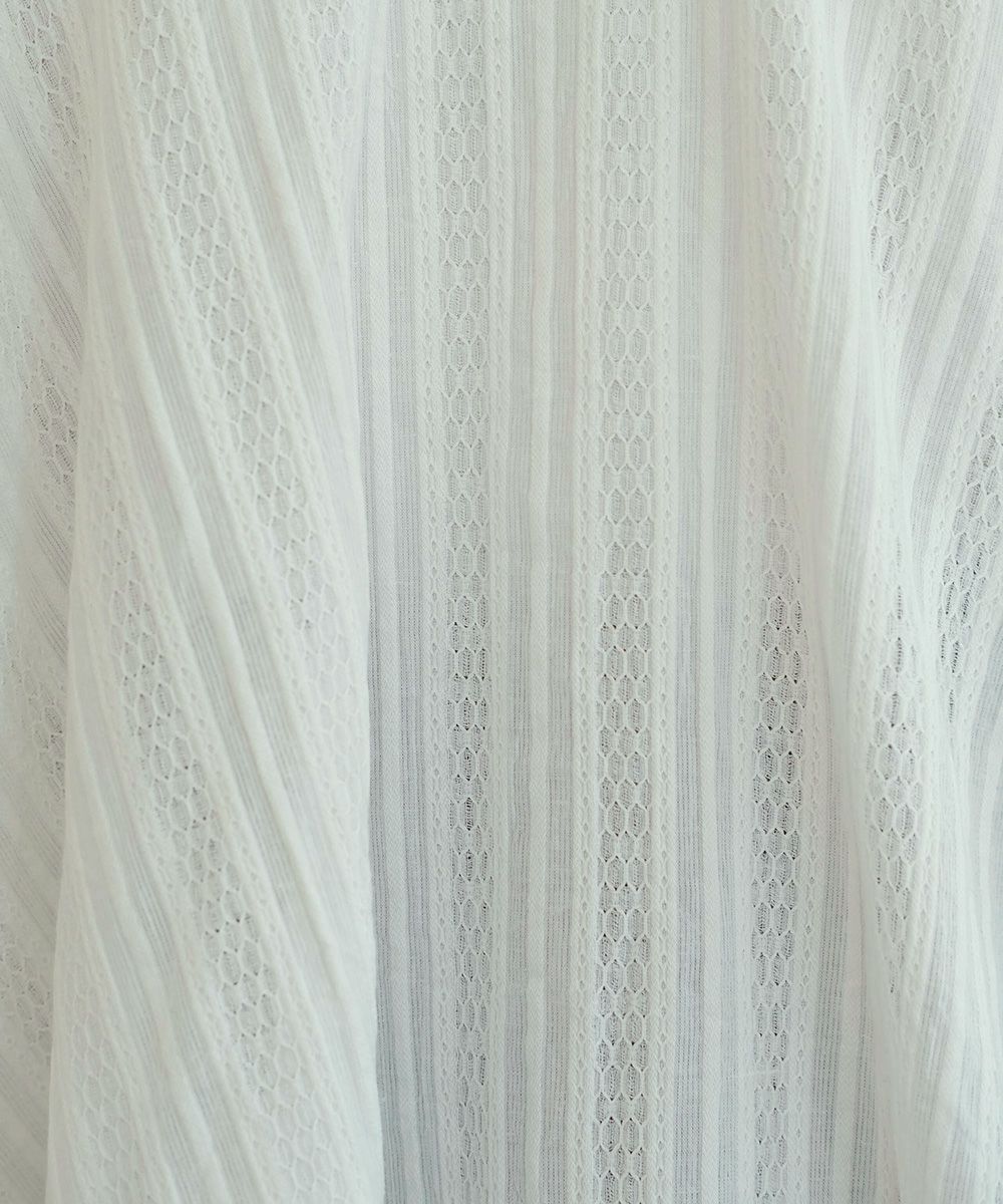 Striped lace volume blouse