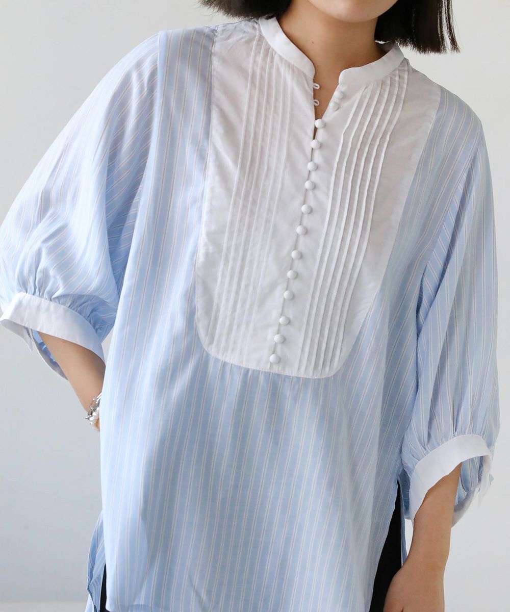 SWITCHING STRIPED BLOUSE