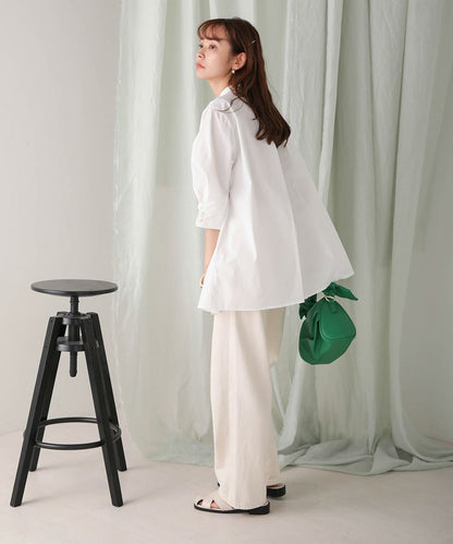 COTTON BROAD LANTERN SLEEVE BLOUSE