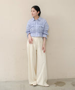 シャーリングリボンショートブラウス