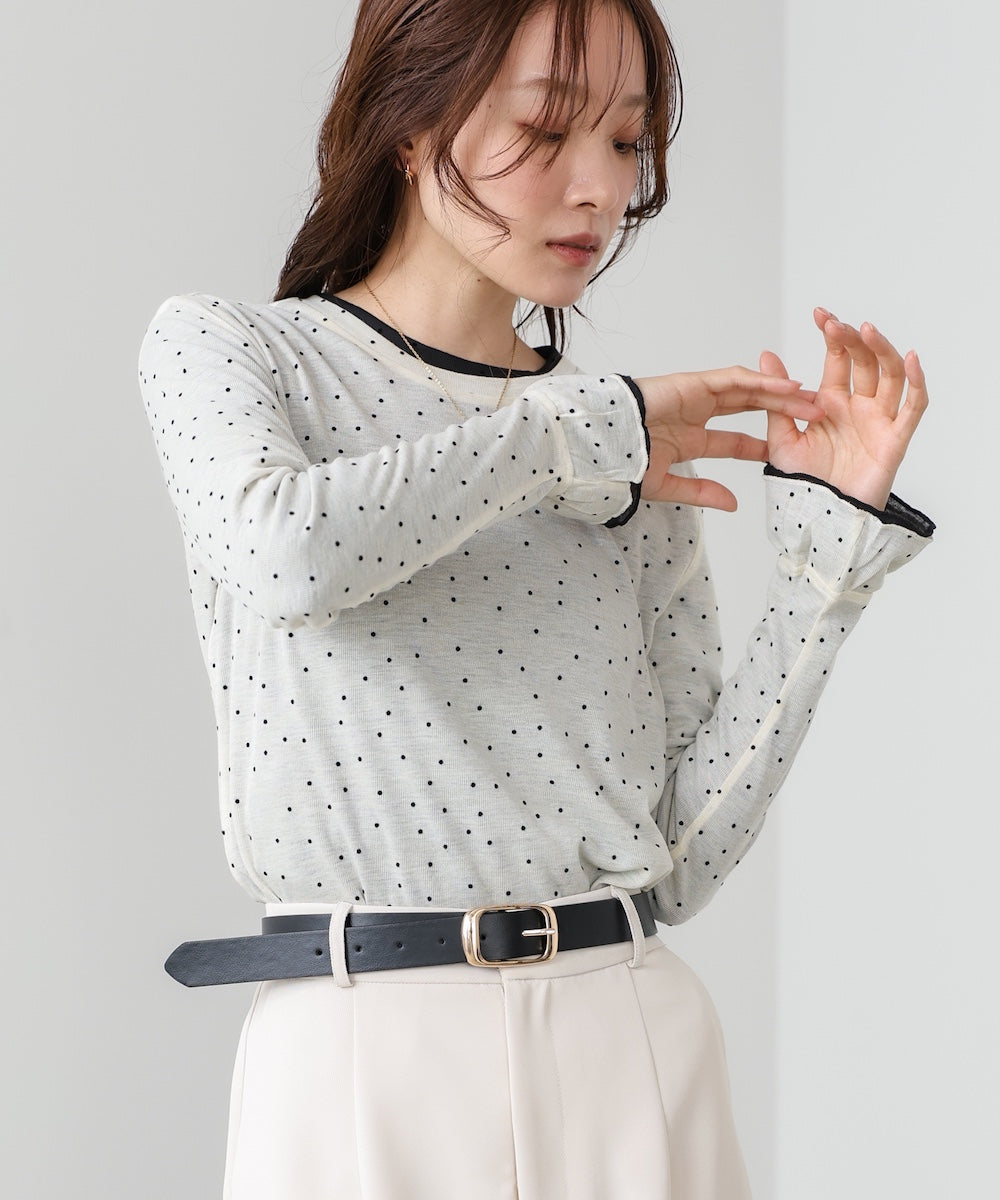 シアードットフリルカットソー