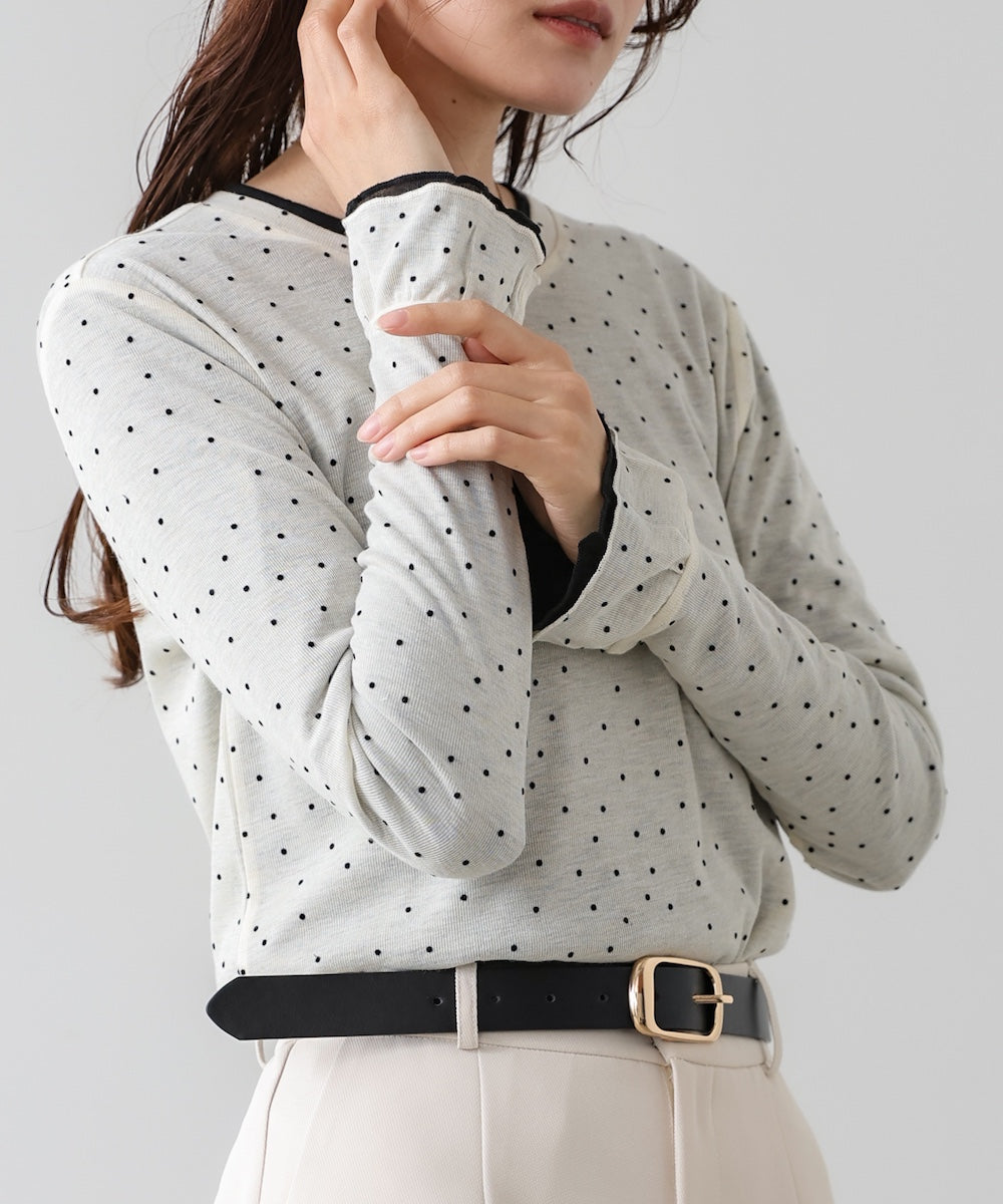 シアードットフリルカットソー