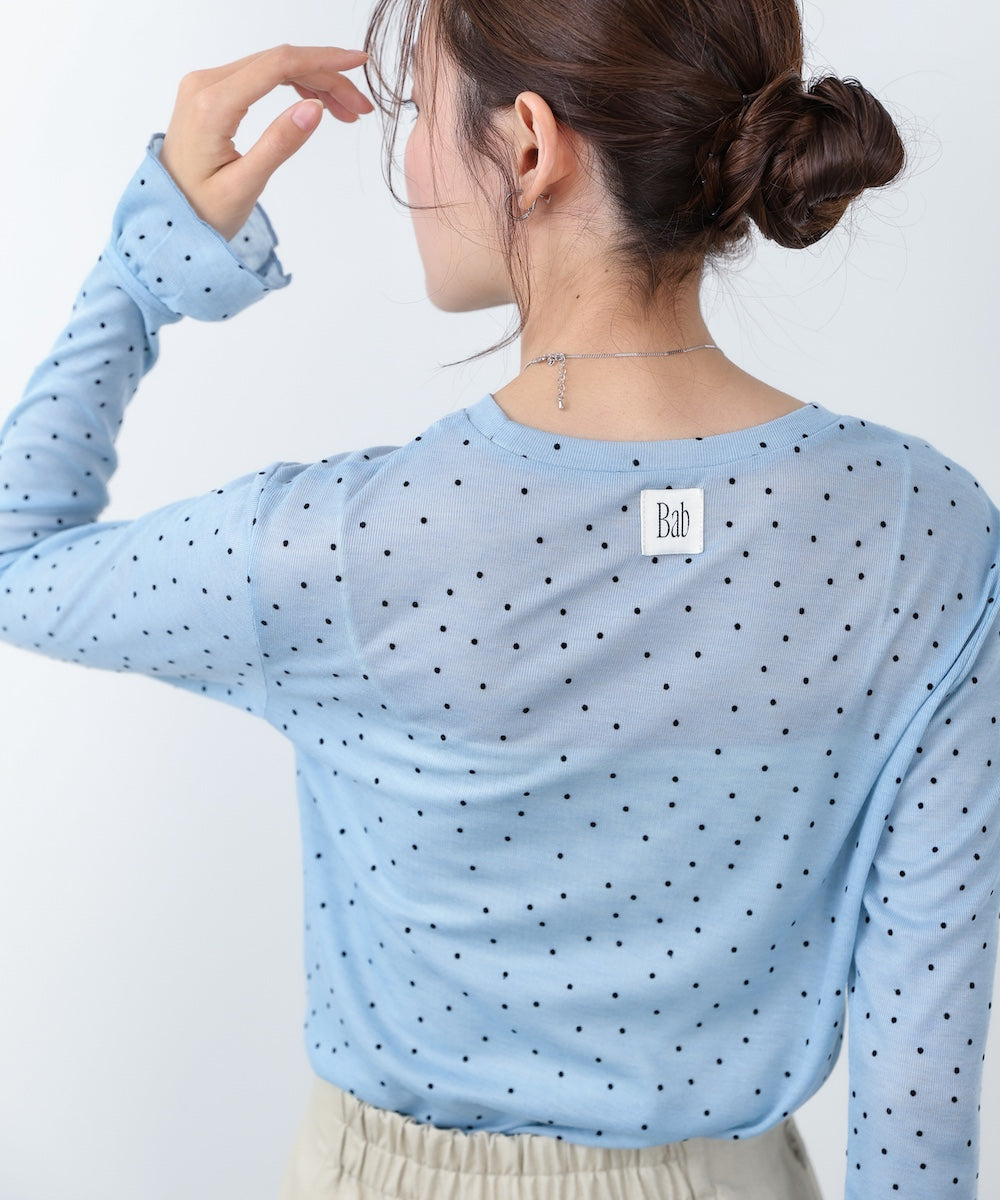 シアードットフリルカットソー