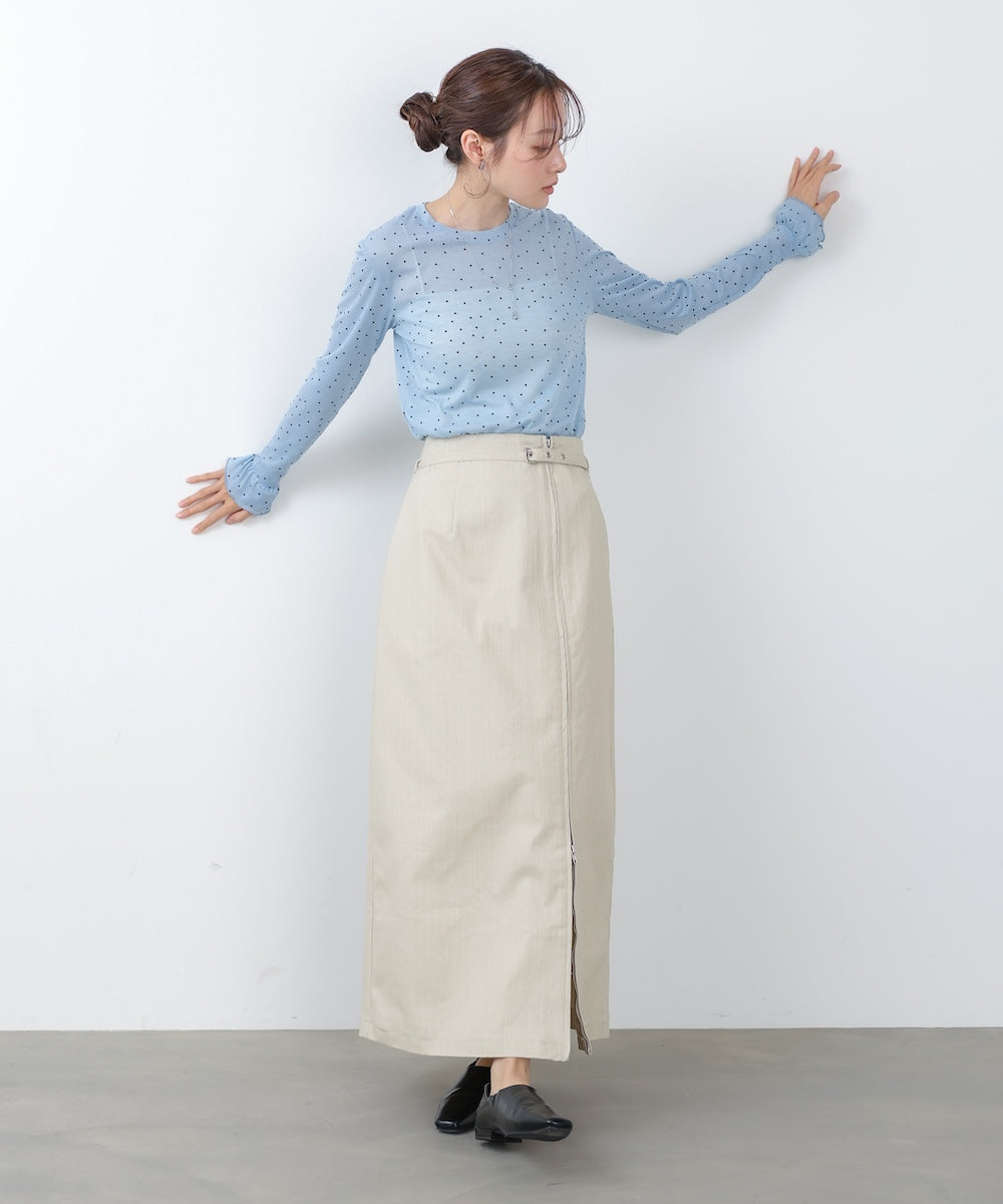 シアードットフリルカットソー