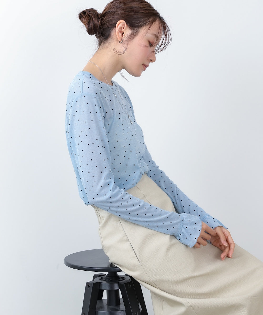 シアードットフリルカットソー